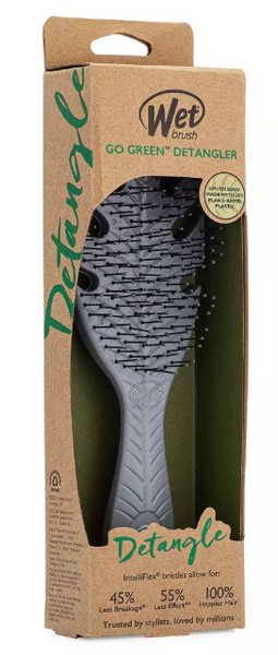 Go Green Detangler Hair Brush for Less Pain, Effort and Breakage by The Wet Brush (grey)