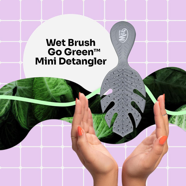 Go Green MINI DETANGLER, Grey - Travel Hair Brush - Ultra-Soft IntelliFlex Bristles